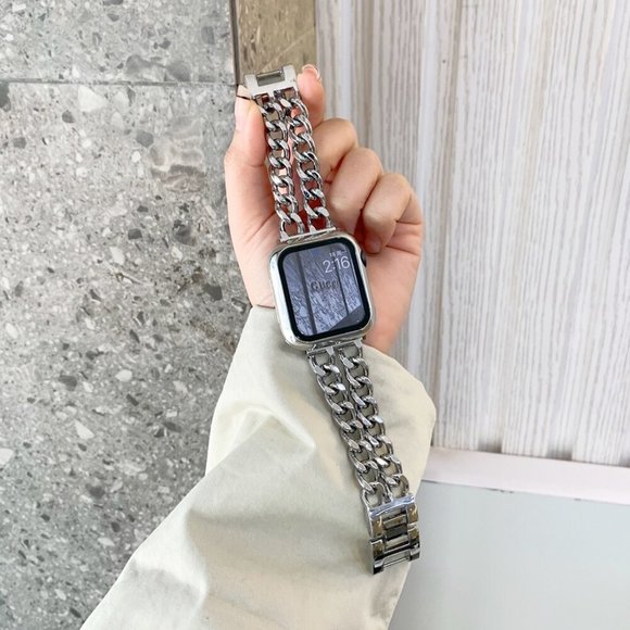 NEW INS Style Adjustable Stainless Wrist Strap Band For Apple Watch - Sliver